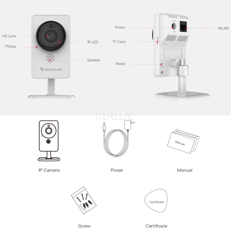 VStarcam C92S IP Wireless Camera Motion Smoke Humanoid Crying Baby Monitor Detection Led Wifi Indoor Record TF Cloud Night Vision Security CCTV