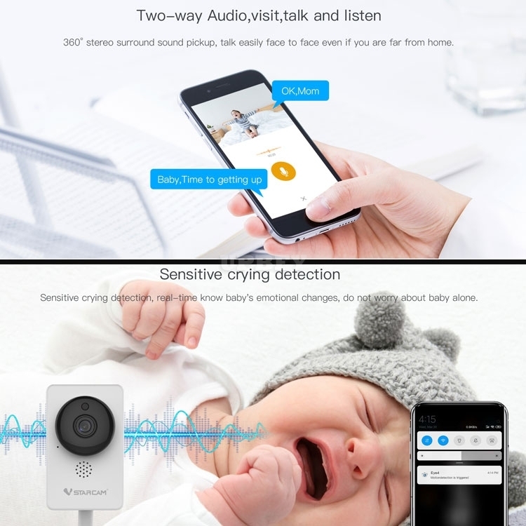 VStarcam C92S IP Wireless Camera Motion Smoke Humanoid Crying Baby Monitor Detection Led Wifi Indoor Record TF Cloud Night Vision Security CCTV