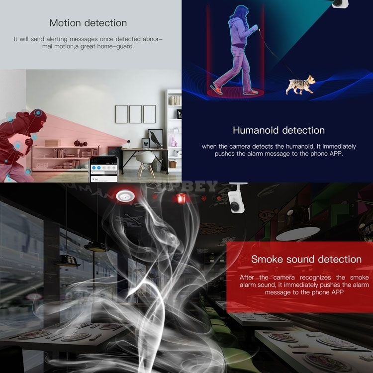 VStarcam C92S IP Wireless Camera Motion Smoke Humanoid Crying Baby Monitor Detection Led Wifi Indoor Record TF Cloud Night Vision Security CCTV