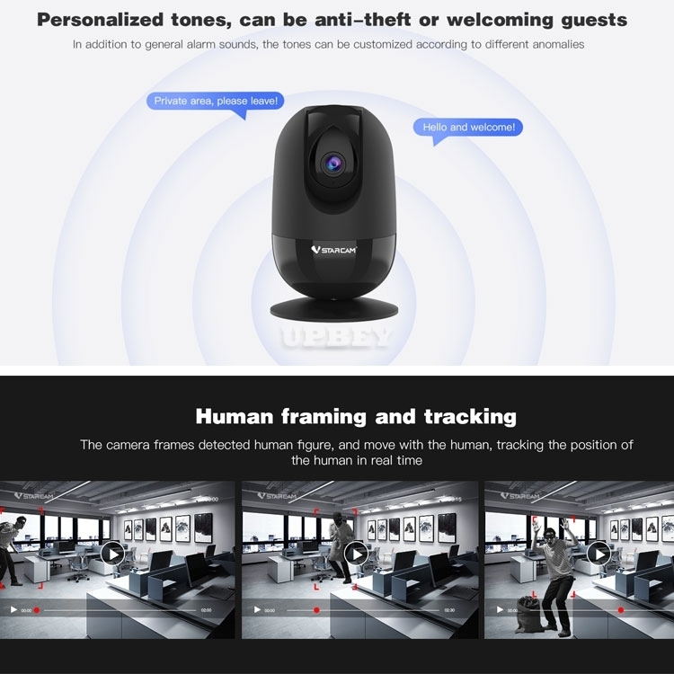 VStarcam AF81 IP Wireless Camera AI Face Recognition Motion Smoke Alarm Humanoid Crying Baby Detection Wifi Indoor Cloud Night Vision Security CCTV