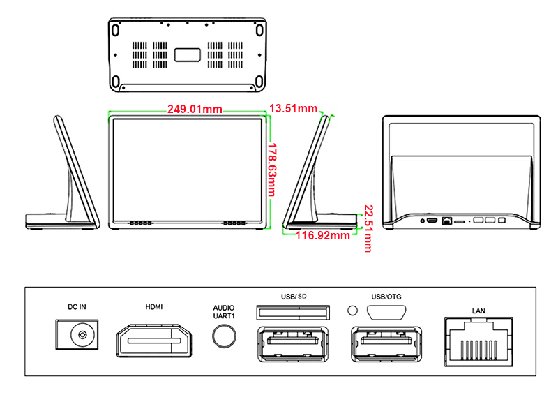 Android Touch Tablet All in One 10.1 inch Desktop Stand L-type Digital Signage
