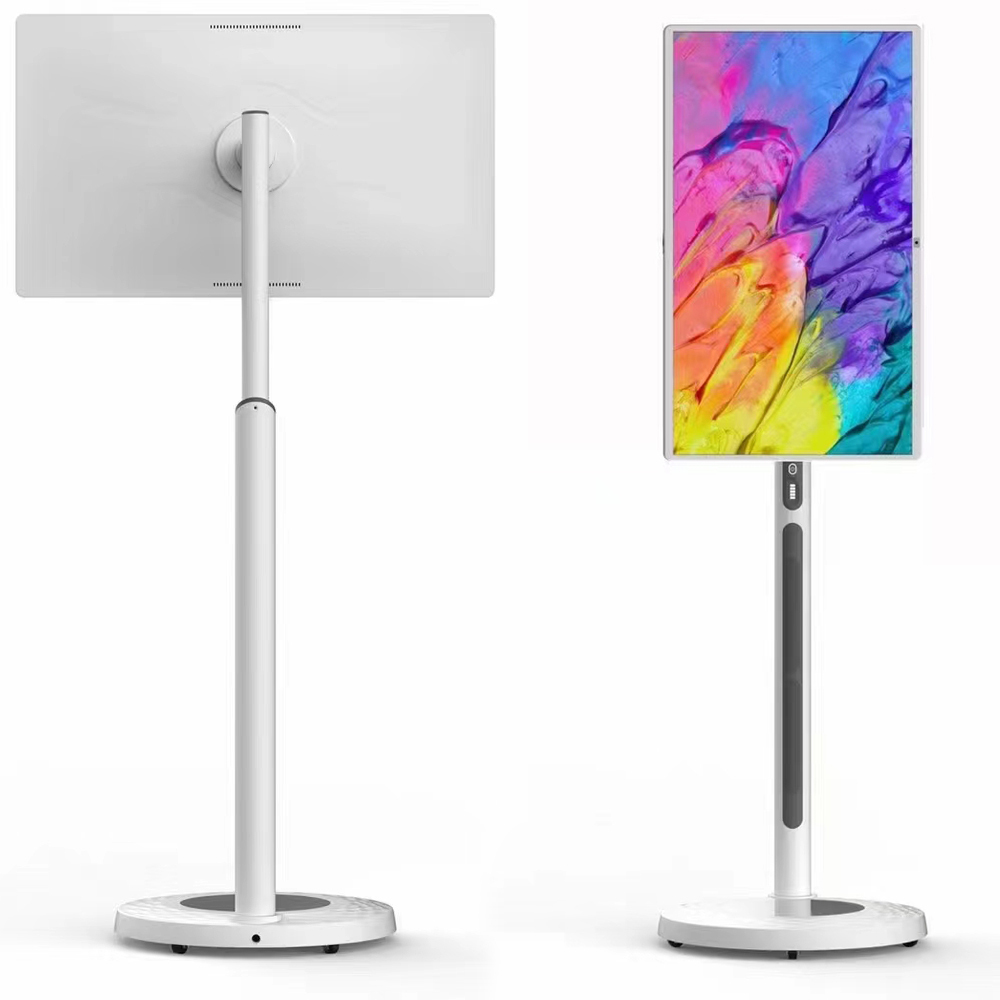 32-Inch Display Adjustable Floor Standing Wheels Digital Signage LCD Smart Screen Full HD 178° Viewing Angle Android Multi-Touch WiFi HDMI USB