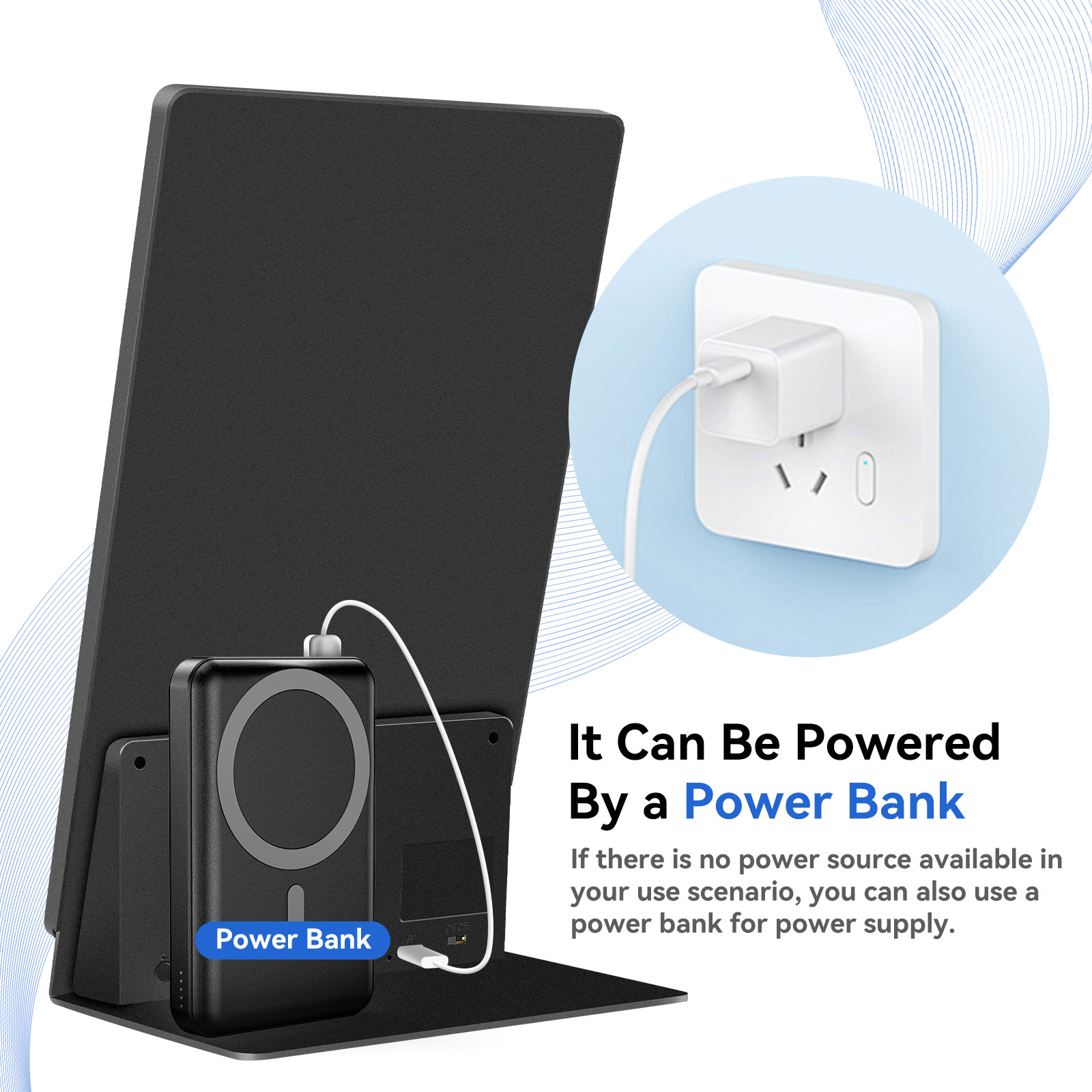 10.1" White L-Shape Digital Signage Display - Free RTOS, IPS, Motion Sensor, Power Bank Compatible for Desktop Advertising, Coffè Shop, Restaurant, De