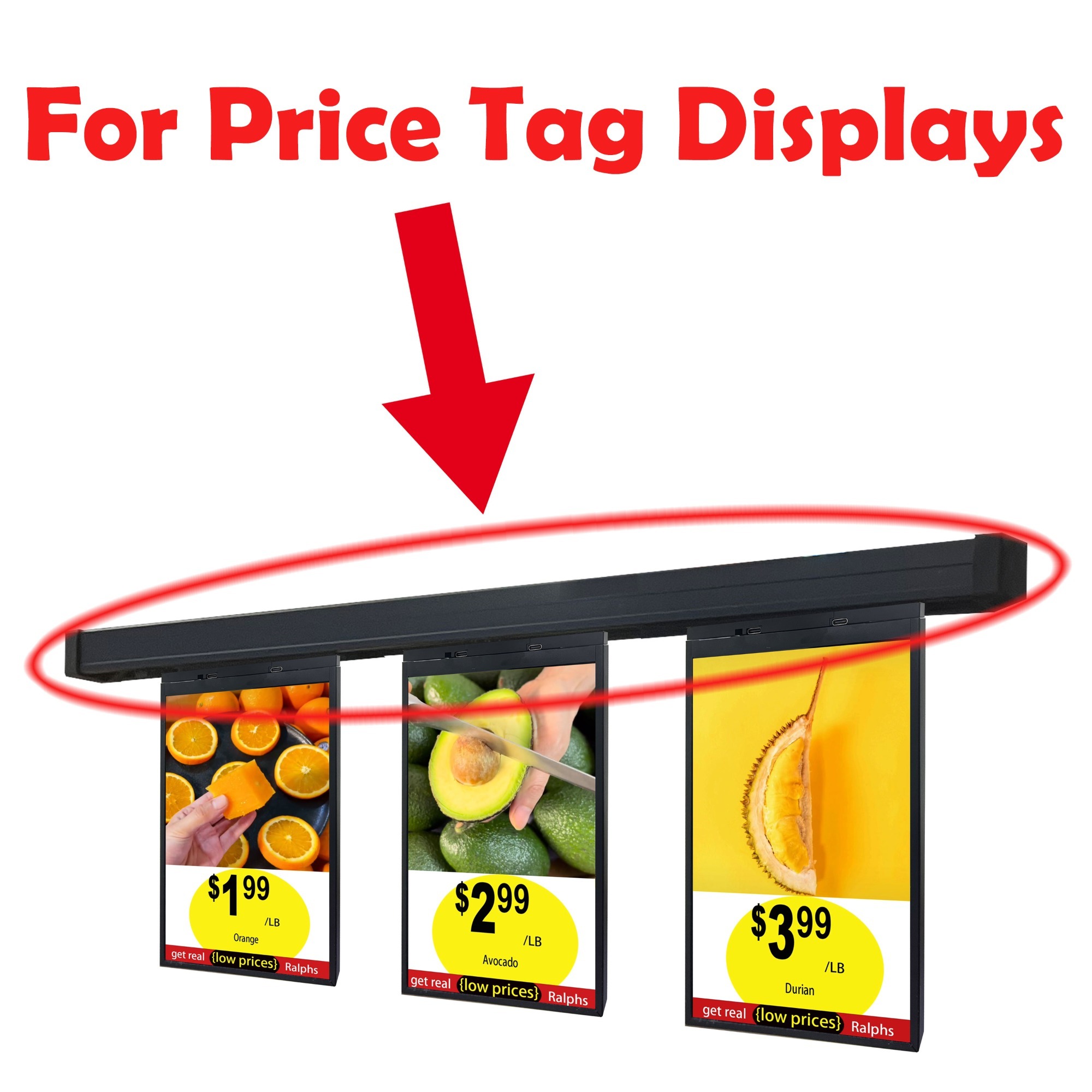 Power track Adapter 12V 3A 1 Meter for Ceiling Mounted Price Tag Display (1 meter is for 3 Display)