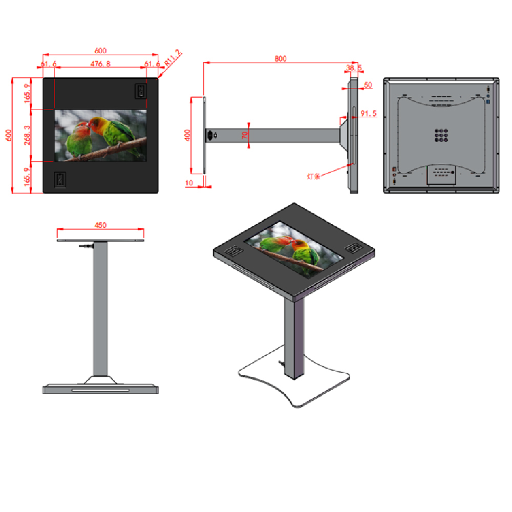 21.5 Inch Smart Touch Screen Coffee Table with Dual Wireless Charger and Multi-Functional Touch Display
