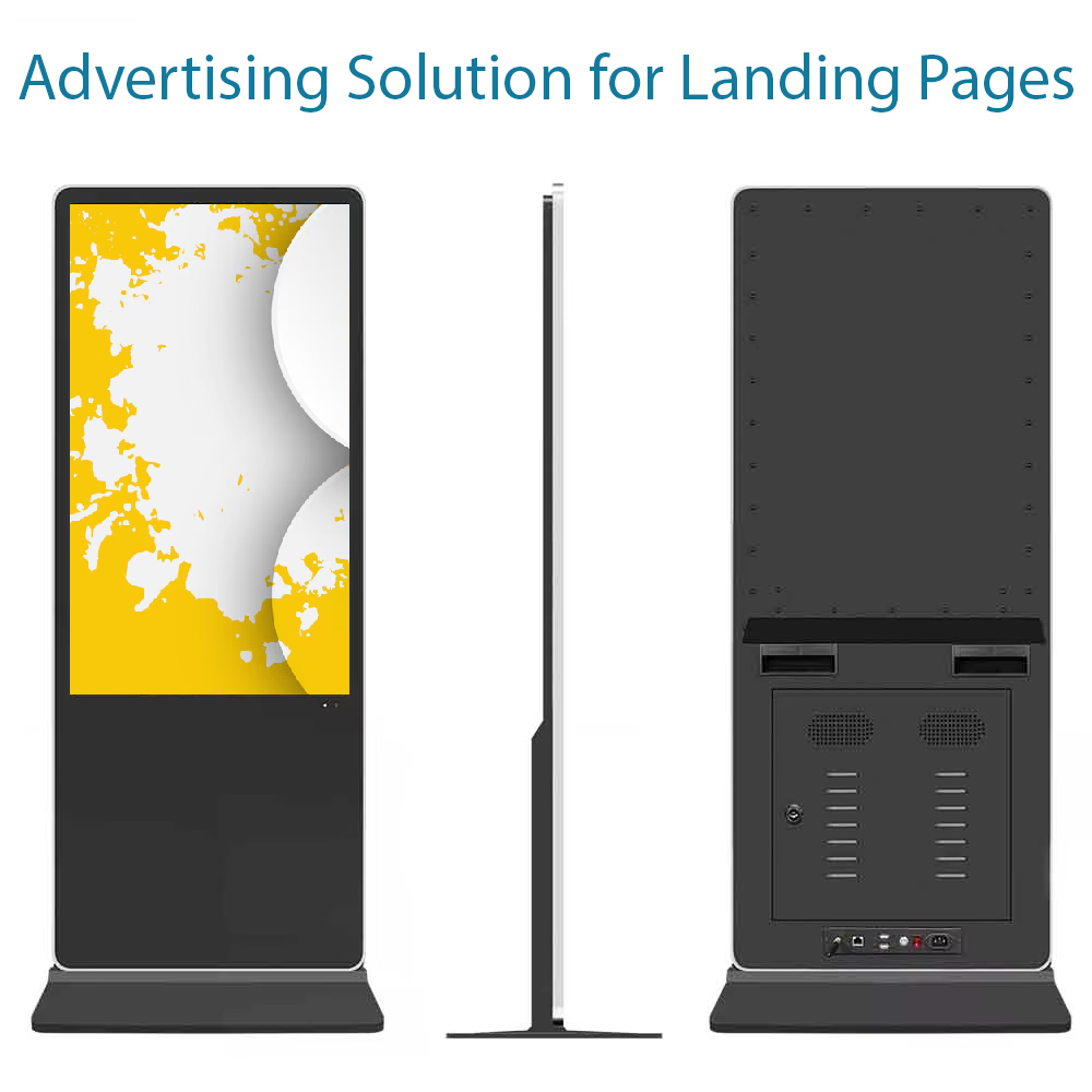 55" Floor-Standing LCD Touch Display (Android) Black Totem for Digital Signage in Malls, Retail Stores, Airports, and Restaurants