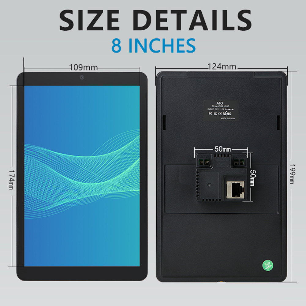 8" Inch Smart Home Automation Display LCD IPS Light Wall Mounted GDN RS485 POE Landscape Capacitive Touch Screen Android PC ODM