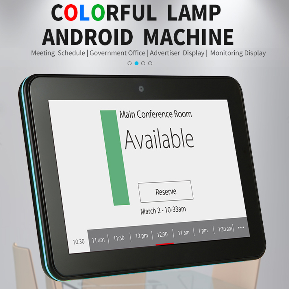 10.1" Inch Display LCD NFC RFID Conference Meeting Room Schedule Reservation Door Light Bar POE Touch Screen Android PC Camera