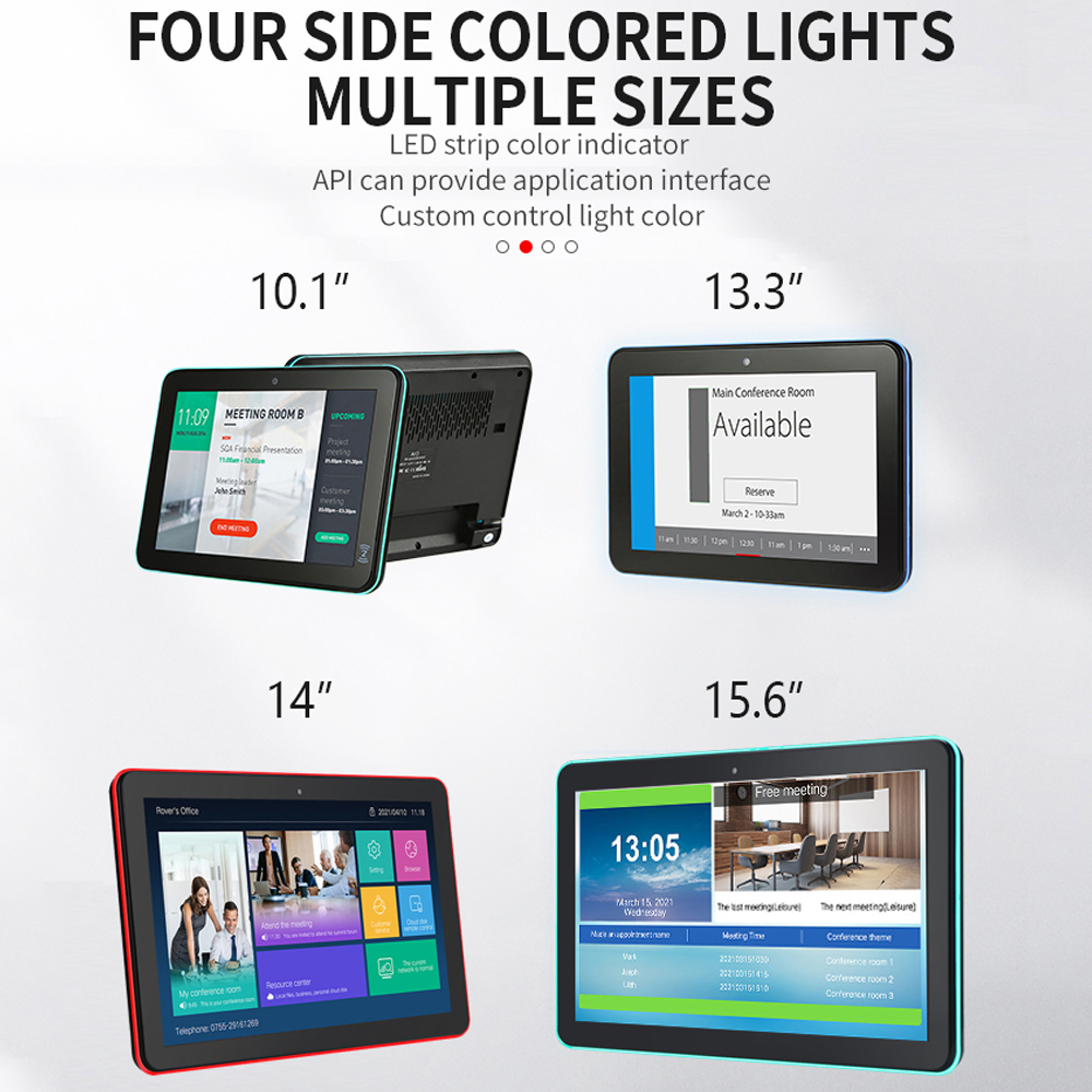 10.1" Inch Display LCD NFC RFID Conference Meeting Room Schedule Reservation Door Light Bar POE Touch Screen Android PC Camera