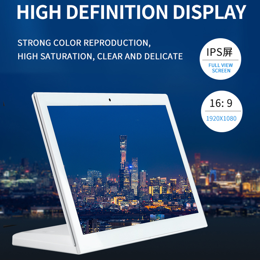 14" White Led Light Surrounding L Shape Desktop Display Landscape LCD Touch Android PC for Meeting Room Hotel Restaurant Retails