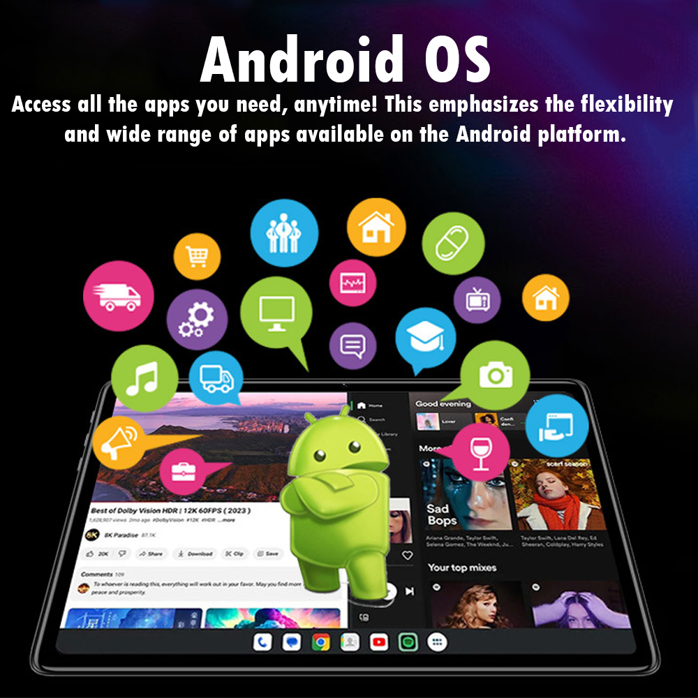 10.36" Blue New Tablet Desktop WiFi 5G Display LCD Touch Android PC With Slot Sim 4G for Gaming WiFi Cheap Kids Education Camera