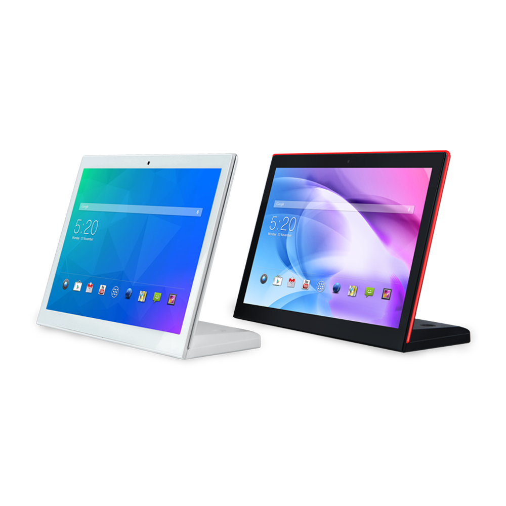 14" White Led Light Surrounding L Shape Desktop Display Landscape LCD Touch Android PC for Meeting Room Hotel Restaurant Retails