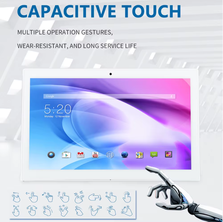 15.6" inch Black L Shape Desktop Display Landscape LCD Capacitive Touch Android ODM Tablet PC for Meeting Room Hotel Restaurant Retail