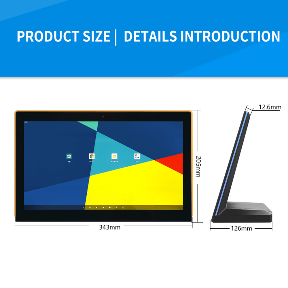 14" Black Led Light Surrounding L Shape Desktop Display Landscape LCD Touch Android PC for Meeting Room Hotel Restaurant Retails
