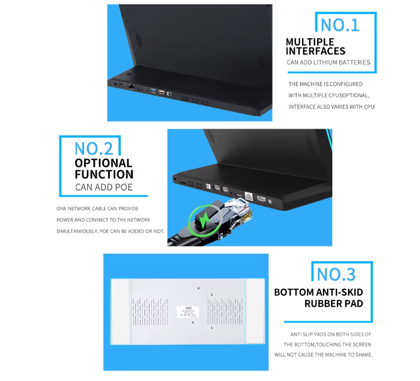 10.1" Black L Shape Desktop Display Landscape LCD Touch Screen Android ODM Tablet PC for Meeting Room Hotel Restaurant Retail
