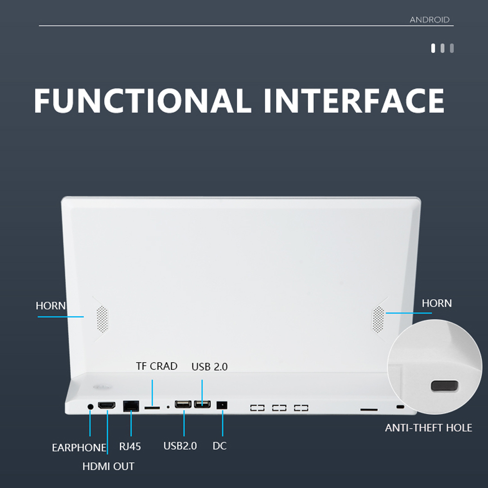 14" White Led Light Surrounding L Shape Desktop Display Landscape LCD Touch Android PC for Meeting Room Hotel Restaurant Retails