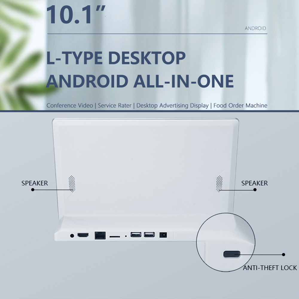 10.1" Black L Shape Desktop Display Landscape LCD Touch Screen Android ODM Tablet PC for Meeting Room Hotel Restaurant Retail