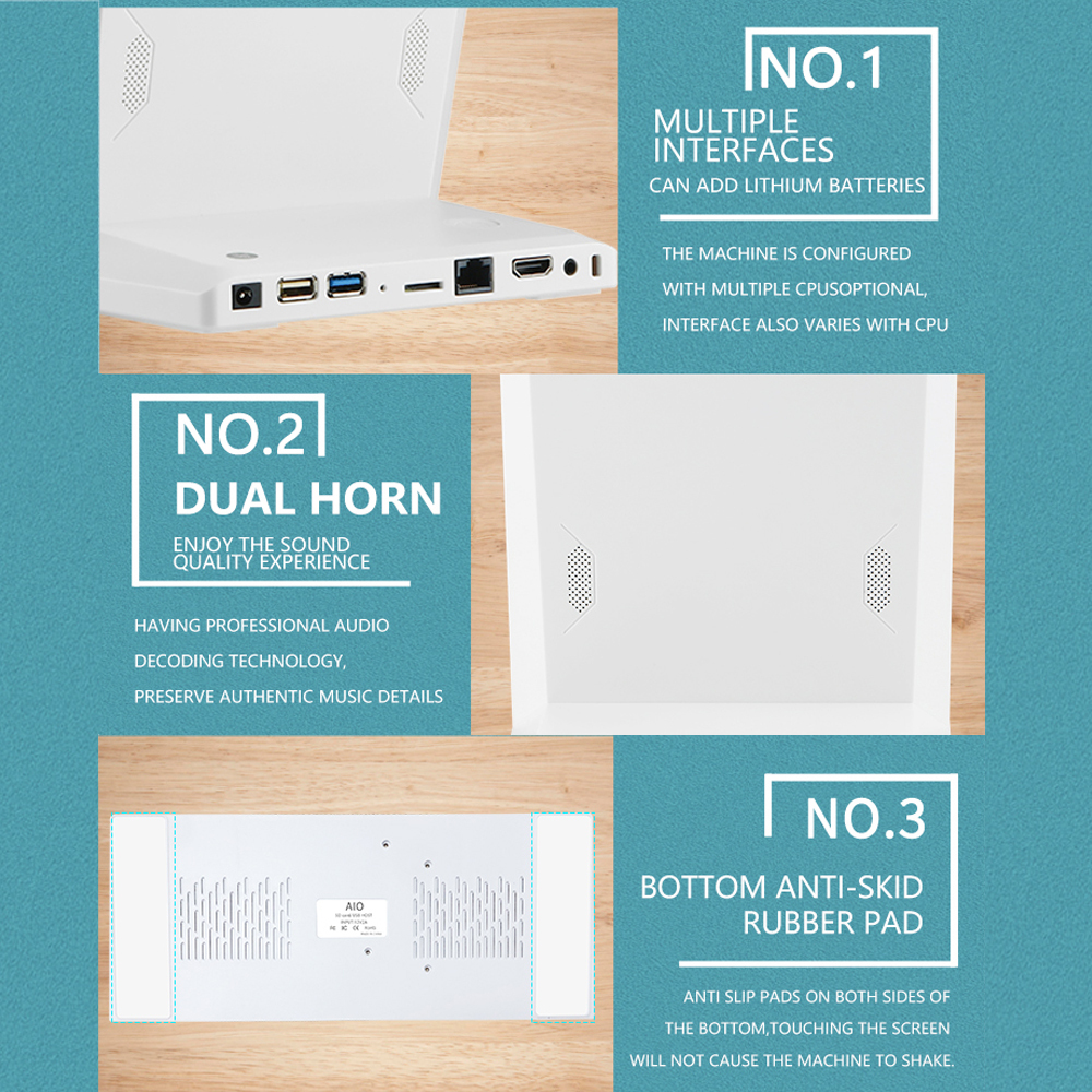 10" White L Shape Desktop Display LCD Portrait Capacitive Touch Android Tablet PC for Meeting Room Hotel Bank Restaurant Retail