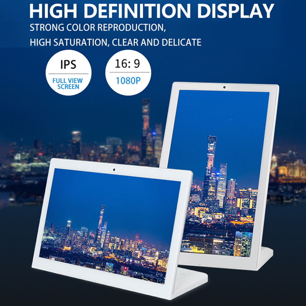 14" L Shape Desktop White Display LCD Portrait Capacitive Touch Android Tablet PC for Meeting Room Hotel Bank Restaurant Retail