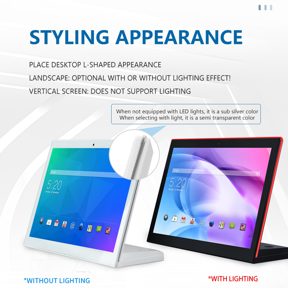 14" White L Shape Desktop Display Landscape LCD Capacitive Touch Android ODM Tablet PC for Meeting Room Hotel Restaurant Retail