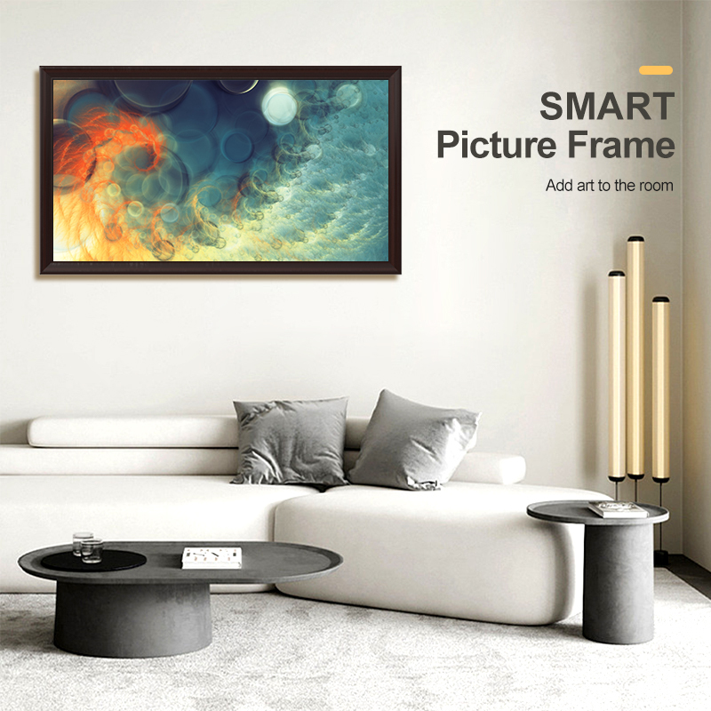 Digital Photo Frame LCD 21.5" inch Real Wood Black Border Less Smart Touch Screen WiFi Picture Display Bluetooth Remote App IOS Android Cloud