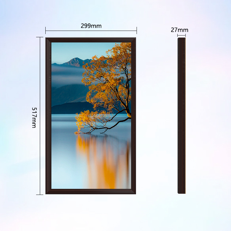 Digital Photo Frame LCD 21.5" inch Real Wood Black Border Less Smart Touch Screen WiFi Picture Display Bluetooth Remote App IOS Android Cloud