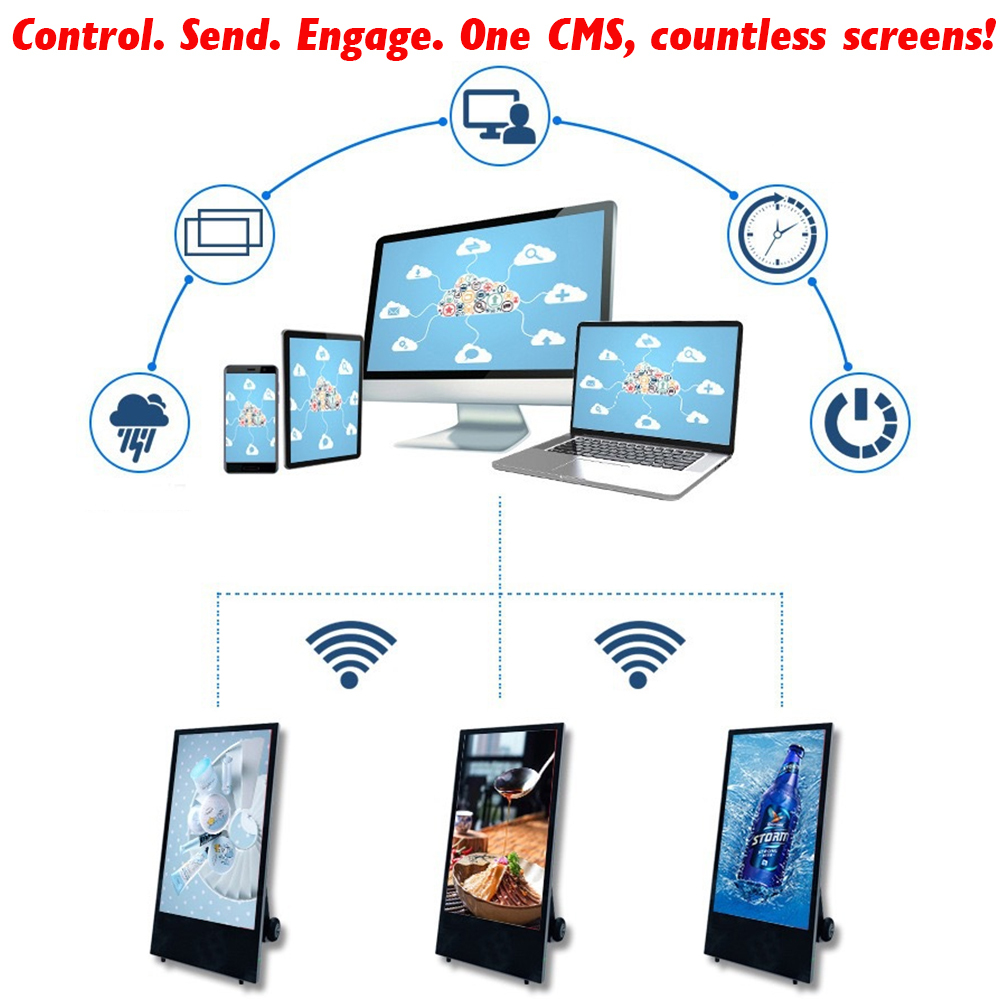 32" 43" 55" Outdoor Touch Screen IP65 Android Digital Signage Waterproof Battery Portable Display LCD Interactive Kiosk Totem