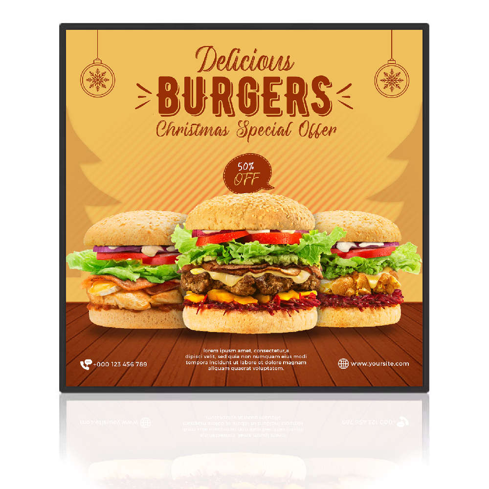 33.2" Advertising Square Display LCD Wifi Android Wall Mounted Digital Advertising Interactive for Mall Retail Store Supermarket