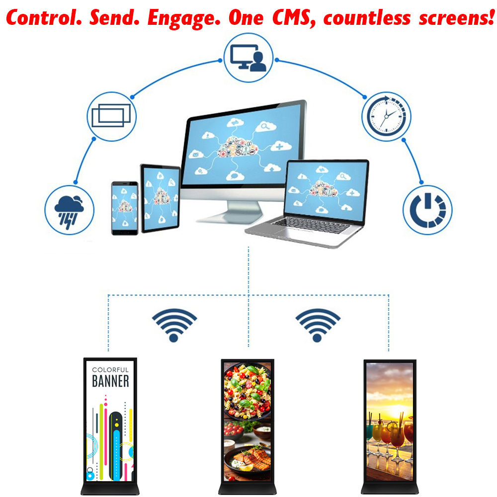 64" 70" Full Screen Indoor LCD Android Digital Signage Portable Display LCD Interactive Kiosk Totem Floor Standing Touch Screen