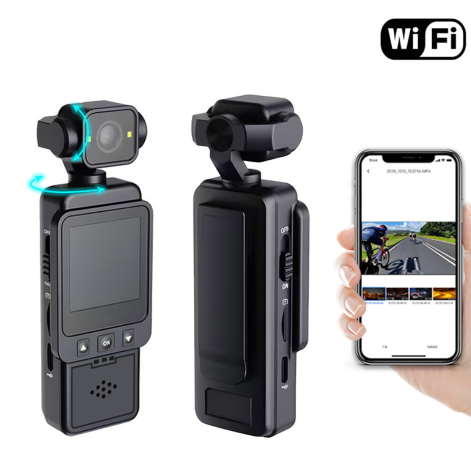 1080P Smart Action Camera with 360° Rotating Lens & WiFi