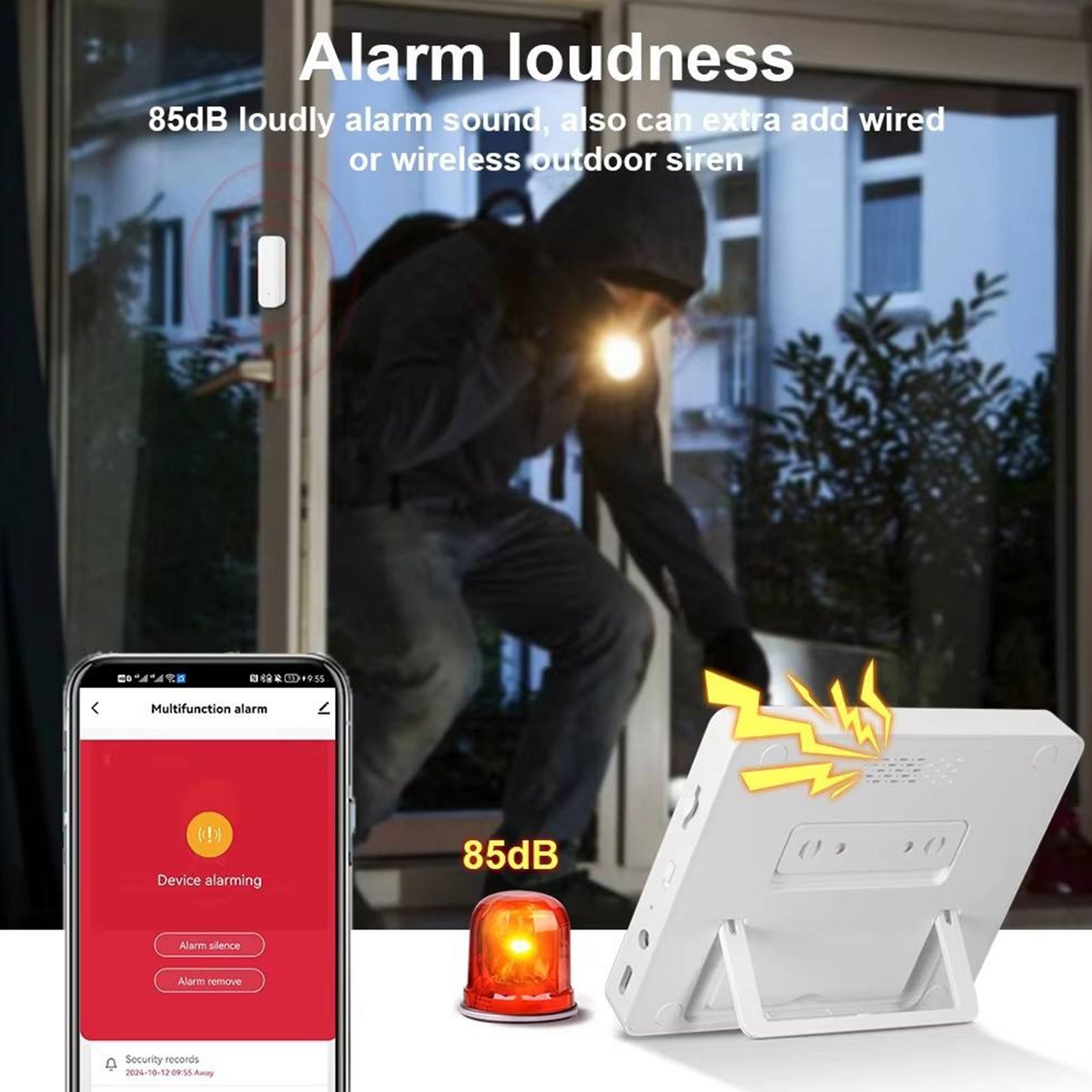 Tuya 4G GSM + WiFi Smart Alarm System with Touch Screen | Wireless Security Alarm Kit with PIR Sensor, Door Sensor & Remote Control