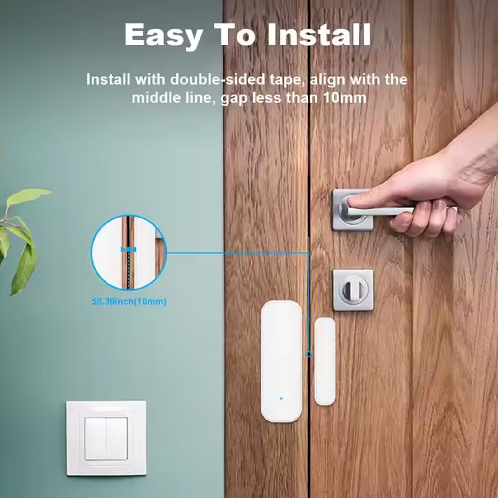 Tuya Smart WiFi Battery-Powered Security Device, Wireless Smart Home Security Sensor – White