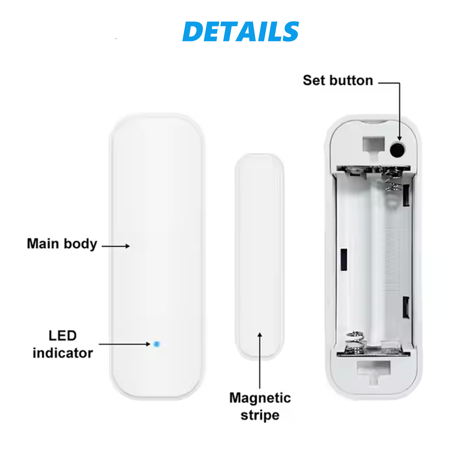 Tuya Smart WiFi Battery-Powered Security Device, Wireless Smart Home Security Sensor – White