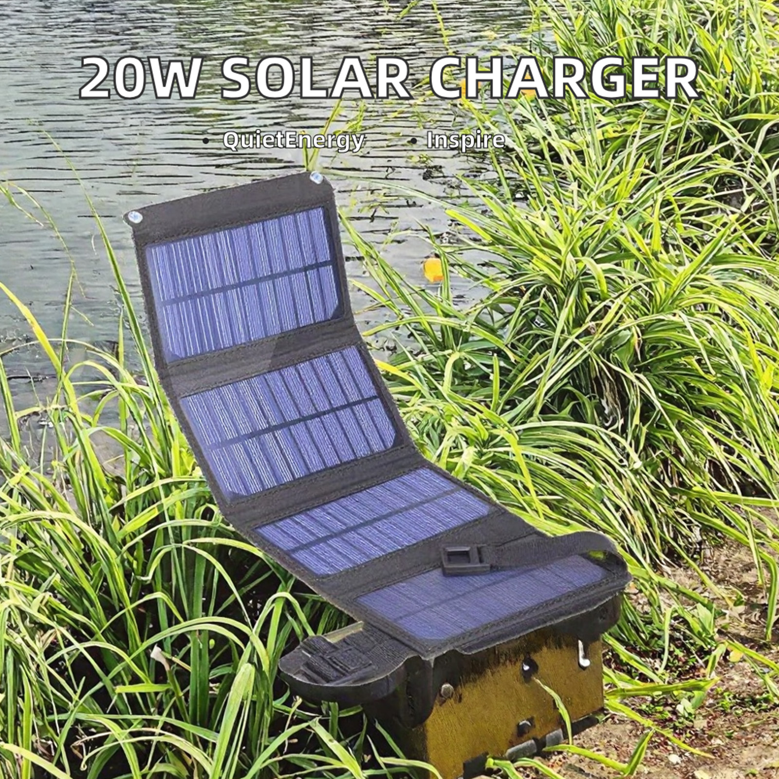 20W Foldable Solar Panel Portable USB 5V Solar Charger Outdoor Camping Emergency Power Bank Charger Waterproof PET Solar Panel for Hiking Travel Fishing OEM ODM