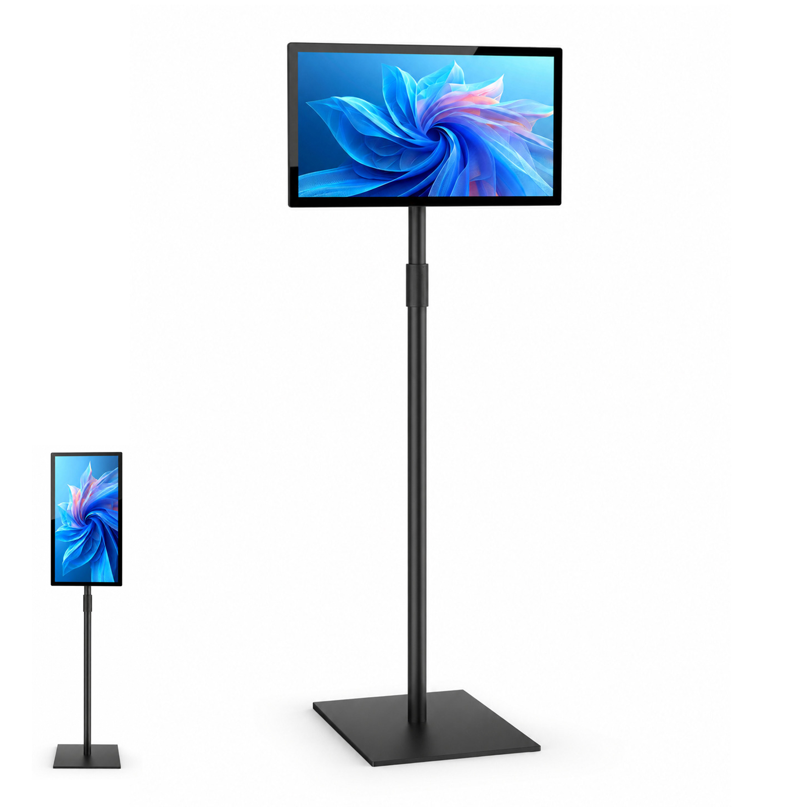 21.5" Floor-Standing LCD Touch Display (Android) Black Totem for Digital Signage in Malls, Retail Stores, Airports, and Restaurants
