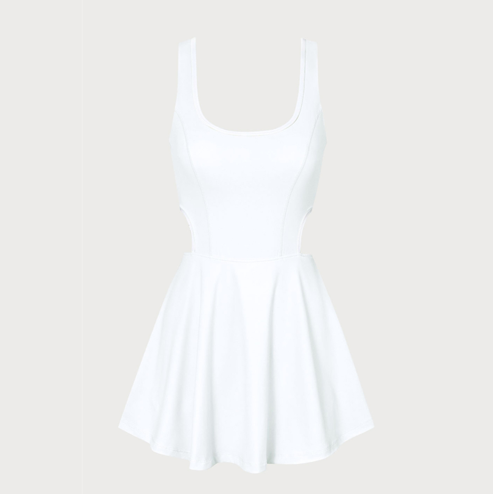 White hollowed out jumpsuit tennis skirt