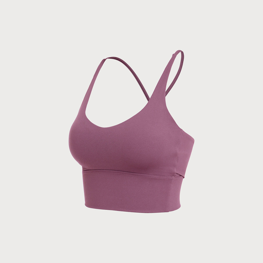 Purple V Neck X-Cross Sports Bra - Light Support