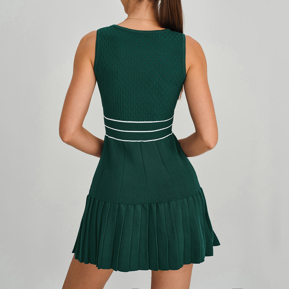 Olive Green Front Zip Line Sport Dress