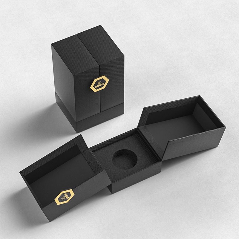Custom Black & Gold Double-Door Skincare Box,MY SHOP,Custom Black & Gold Double-Door Skincare Box
