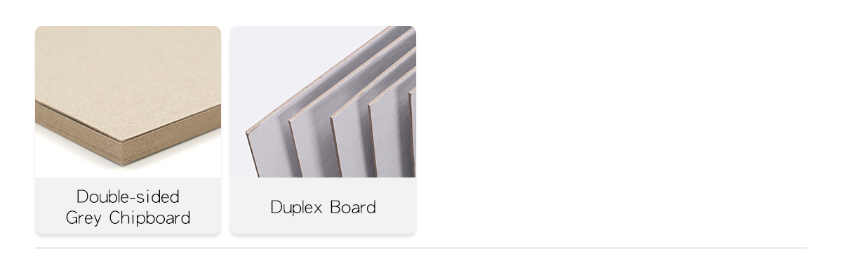  Zeal-X sustainable packaging materials: Double-sided Grey Chipboard for structural rigid box cores and Duplex Board for high-end printing, providing eco-friendly and high-density solutions for premium custom boxes.