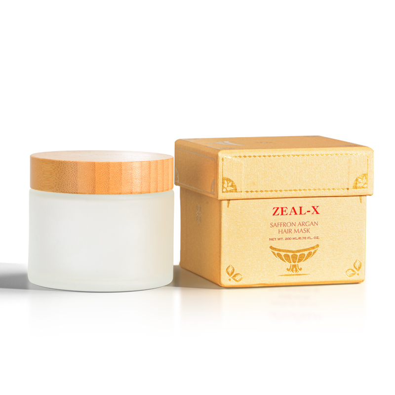 Zeal-X custom kraft lid-and-base box with frosted glass skincare jar. Premium branding since 2009.