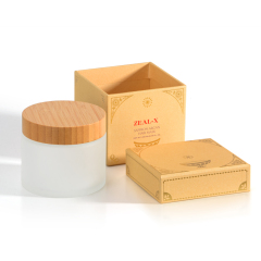 Zeal-X open two-piece kraft box showing spacious interior for cream jars. Premium branding since 2009.