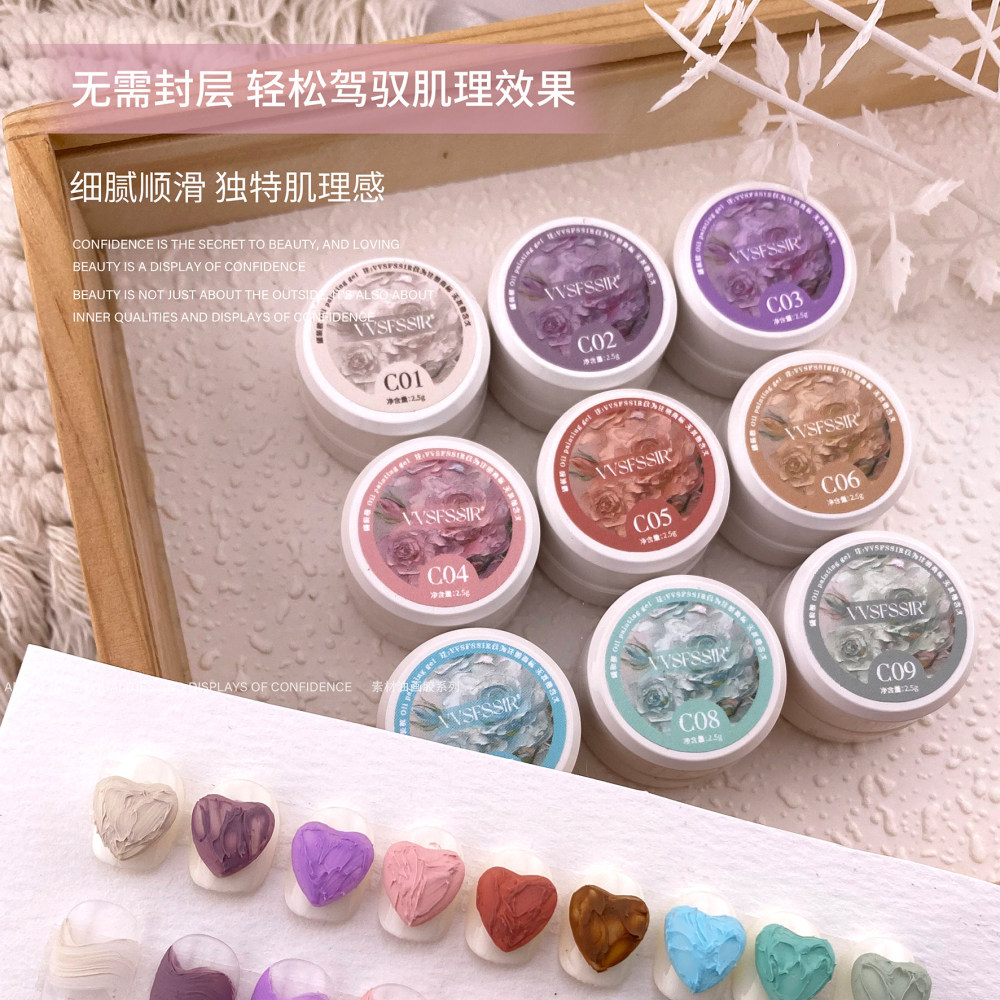 VVSFSSIR No-Wipe Texture Gel – 3D Nail Art Paint with Matte Finish