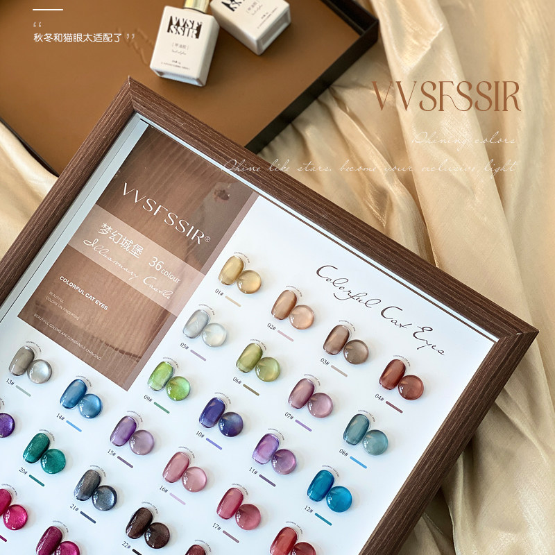 VVSFSSIR 36-Color Cat Eye Gel Nail Polish – Moonlight Silk Gem Collection