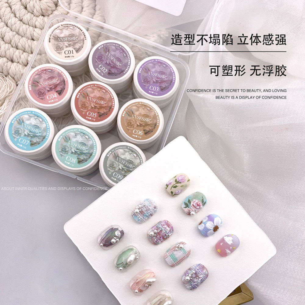 VVSFSSIR No-Wipe Texture Gel – 3D Nail Art Paint with Matte Finish