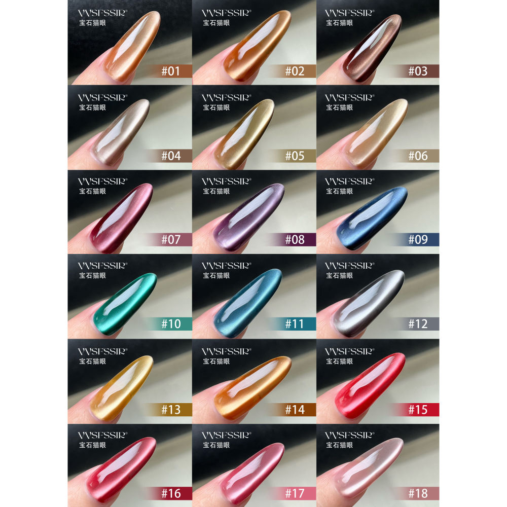 VVSFSSIR Gem Cat Eye Gel Polish – Crystal Glass Shine for Salon Nails