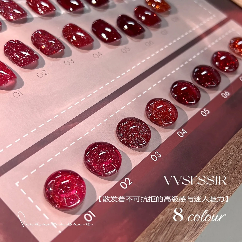 VVSFSSIR Nail Cherry Red Diamond Glitter Gel Polish,Reflective Sparkle Shimmer Effect,High Pigment Soak Off UV LED Nail Art