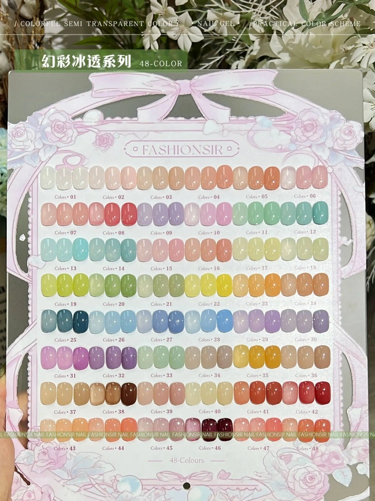 VVSFSSIR Nail 48 Colors Sheer Jelly Gel Nail Polish Set, Milky Translucent Nude Soak Off UV LED, Natural Nail Art Kit