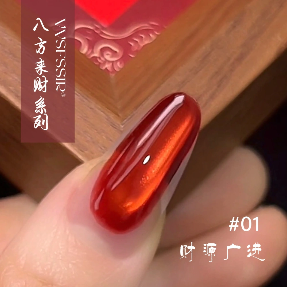 VVSFSSIR Nail 6 Colors Red Cat Eye Gel Polish Set, Cherry Burgundy Magnetic Shimmer Gel, Soak Off UV LED Nail Art Salon Kit