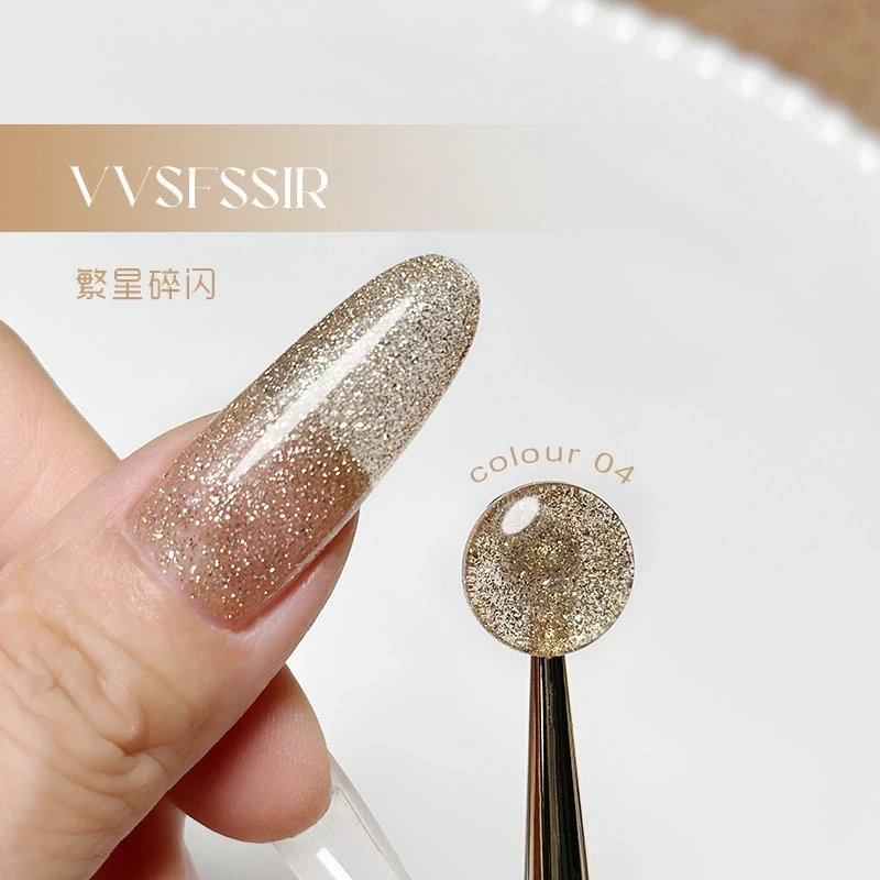 VVSFSSIR Nail 8 Colors Diamond Glitter Gel Polish Set, High Density Fine Shimmer Sparkle Gel, Soak Off UV LED Nail Art Salon Kit